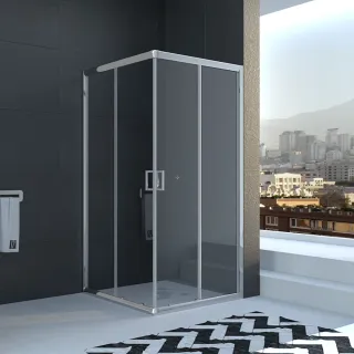 Душевой уголок Veconi Rovigo RV-11, 1100x1100x1950, хром, стекло прозрачное